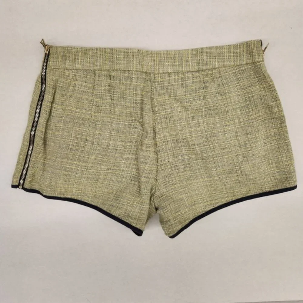 Club monaco 00 Shorts Women's Olive Green Black Trim Side Zip Career‎ Casual